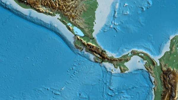 Närbild Costa Ricas Gränsområde Hjälplinje Karta Huvudpunkt Skalade Kanter Lantformen — Stockfoto