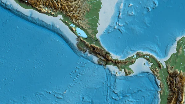 Крупный План Приграничной Зоны Коста Рики Темным Наложением Рельефную Карту — стоковое фото