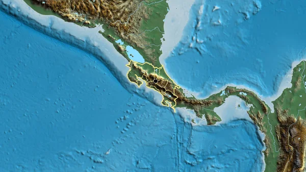 コスタリカ国境地域とその地域の国境の閉鎖は救援地図上で 資本ポイント 全国の概要 — ストック写真