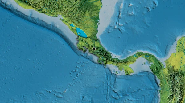 地形図上のコスタリカ国境地帯の閉鎖 資本ポイント 国の形の縁が隠されている — ストック写真