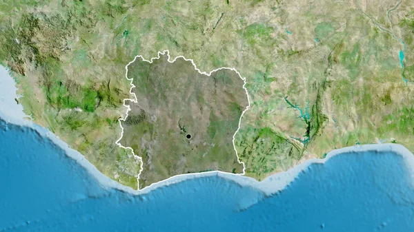 Крупный План Приграничной Зоны Кот Ивуара Темным Наложением Спутниковую Карту — стоковое фото