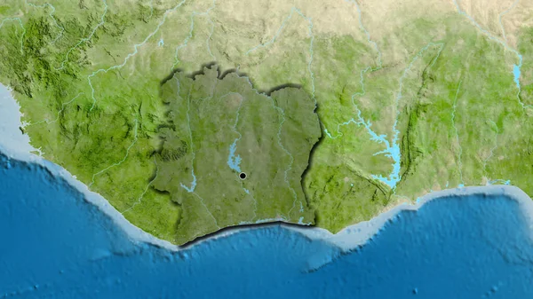 Close Ivory Coast Border Area Highlighting Dark Overlay Satellite Map — Stock Photo, Image