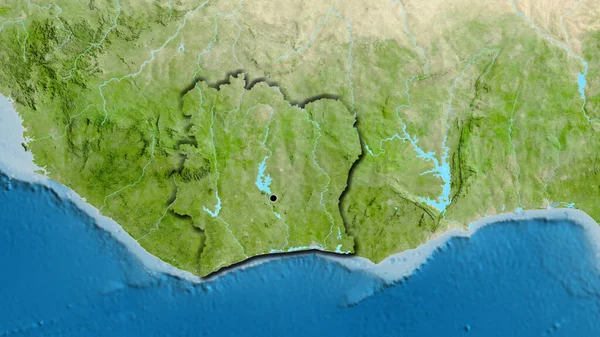 衛星地図上の象牙海岸国境地域の閉鎖 資本ポイント 国の形の縁が隠されている — ストック写真