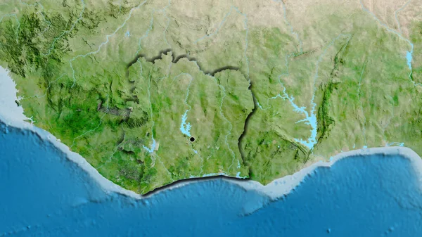 Close Área Fronteira Costa Marfim Mapa Satélite Ponto Capital Bordas — Fotografia de Stock