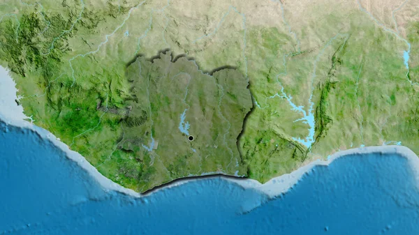 Крупный План Приграничной Зоны Кот Ивуара Темным Наложением Спутниковую Карту — стоковое фото