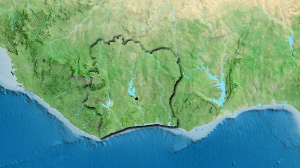 Närbild Elfenbenskustens Gränsområde Satellitkarta Huvudpunkt Skalade Kanter Lantformen — Stockfoto