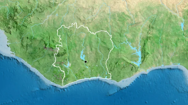 Detailní Záběr Pohraniční Oblasti Pobřeží Slonoviny Satelitní Mapě Fakt Obrys — Stock fotografie