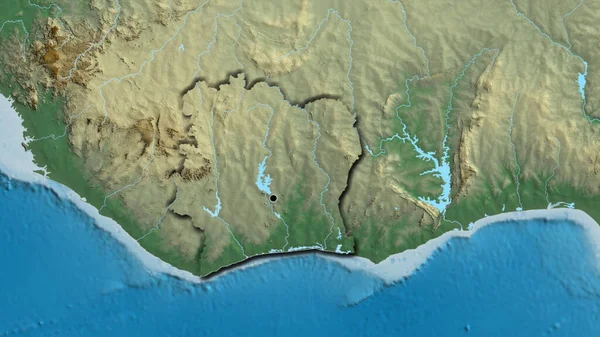 Close Área Fronteira Costa Marfim Mapa Alívio Ponto Capital Bordas — Fotografia de Stock
