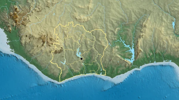 Fildişi Sahil Sınır Bölgesi Bölge Sınırlarına Bir Yardım Haritasında Yakın — Stok fotoğraf