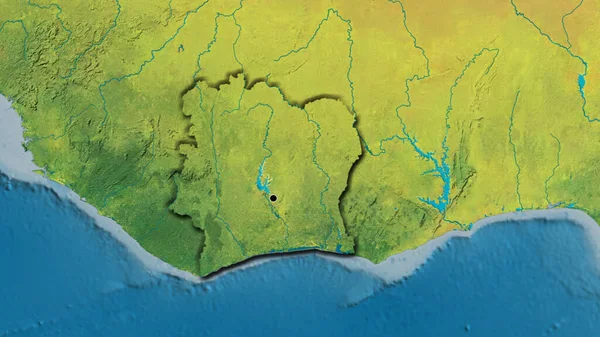 Primer Plano Zona Fronteriza Costa Marfil Mapa Topográfico Punto Capital — Foto de Stock