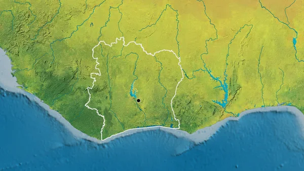 Close Área Fronteira Costa Marfim Mapa Topográfico Ponto Capital Esboço — Fotografia de Stock