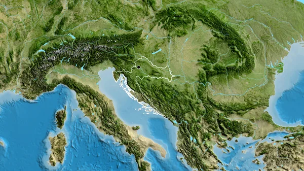 Zbliżenie Chorwackiej Strefy Przygranicznej Zdjęciu Satelitarnym Yahoo Główny Punkt Zarys — Zdjęcie stockowe