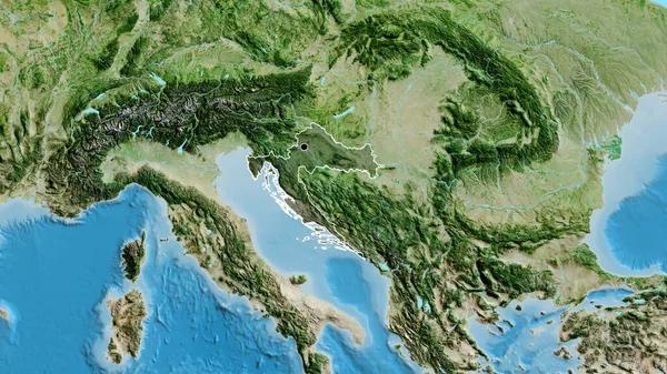 Крупный План Приграничной Зоны Хорватии Темным Наложением Спутниковую Карту Отличный — стоковое фото