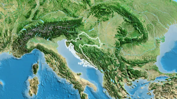 卫星地图上克罗地亚边境地区的特写 资本点 风靡全国 — 图库照片