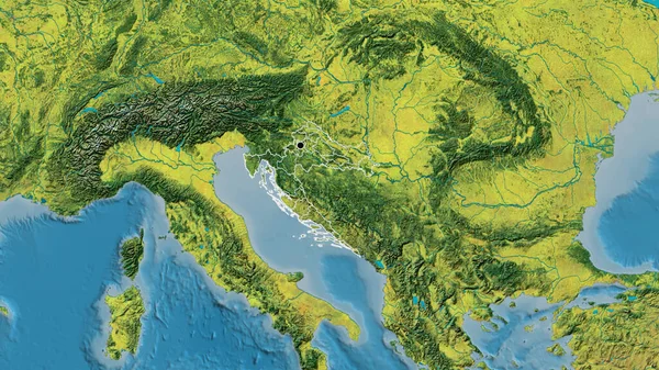 Крупный План Приграничной Зоны Хорватии Региональных Границ Топографической Карте Отличный — стоковое фото