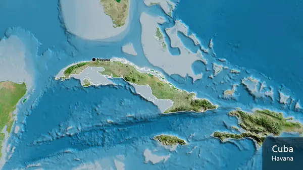 Κοντινό Πλάνο Της Παραμεθόριας Περιοχής Της Κούβας Δορυφορικό Χάρτη Σημάδι — Φωτογραφία Αρχείου