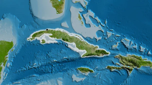 Küba Sınır Bölgesinin Uydu Haritasına Yakın Çekim Ana Nokta Ülke — Stok fotoğraf
