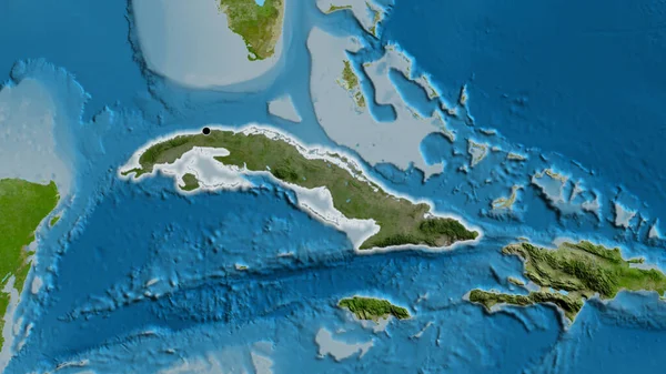 Close Cuba Border Area Highlighting Dark Overlay Satellite Map Capital — Stock Photo, Image