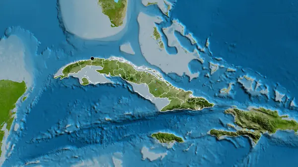 Küba Sınırına Bölgesel Sınırlarına Bir Uydu Haritasında Yakın Plan Ana — Stok fotoğraf