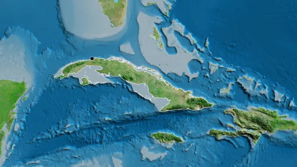 衛星地図上のキューバ国境地帯の閉鎖 資本ポイント 全国の概要 — ストック写真
