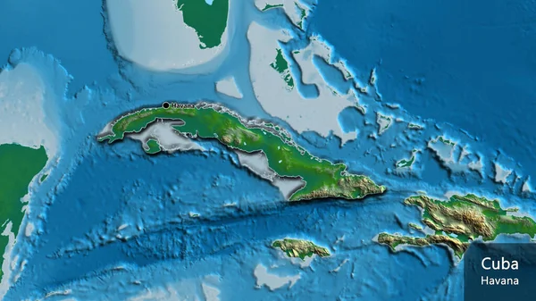 Κοντινό Πλάνο Της Παραμεθόριας Περιοχής Της Κούβας Φυσικό Χάρτη Σημάδι — Φωτογραφία Αρχείου