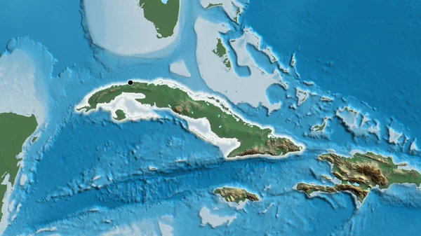 Närbild Det Kubanska Gränsområdet Katastrofkarta Huvudpunkt Glow Runt Landet Form — Stockfoto
