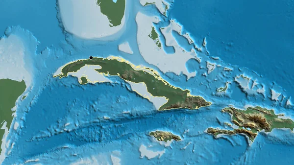 Närbild Det Kubanska Gränsområdet Med Ett Mörkt Överdrag Reliefkarta Huvudpunkt — Stockfoto