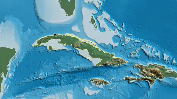 Närbild Det Kubanska Gränsområdet Katastrofkarta Huvudpunkt Skissera Runt Landet Form — Stockfoto