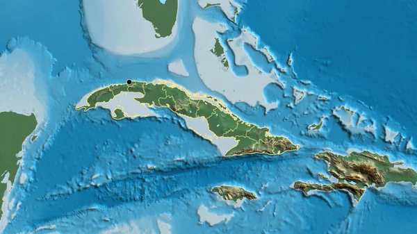 Detailní Záběr Pohraniční Oblasti Kuby Jejích Regionálních Hranic Reliéfní Mapě — Stock fotografie