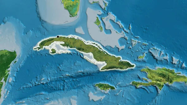 Närbild Kubas Gränsområde Med Ett Mörkt Överdrag Topografisk Karta Huvudpunkt — Stockfoto