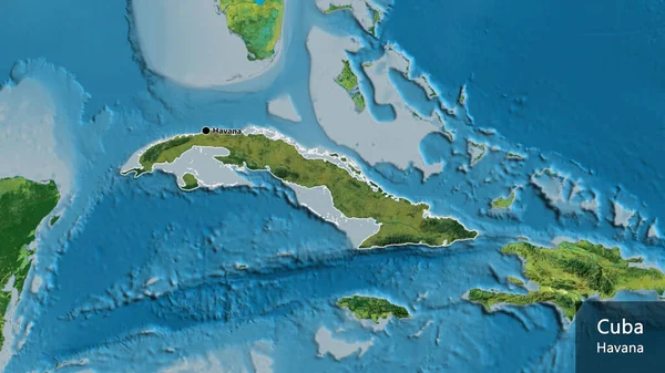 Close Cuba Border Area Highlighting Dark Overlay Topographic Map Capital — Stock Photo, Image