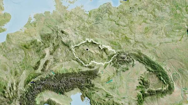 Крупный План Пограничной Зоны Чехии Спутниковой Карте Отличный Момент Светится — стоковое фото