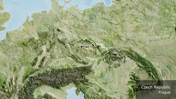 Uydu Haritasında Çek Sınır Bölgesinin Yakın Çekimleri Ana Nokta Ülke — Stok fotoğraf