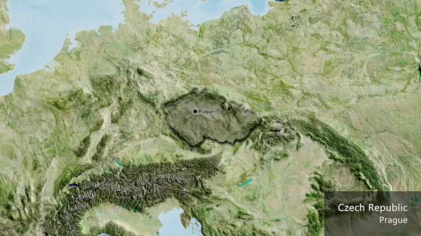 Uydu Haritasında Koyu Renk Bir Örtüyle Işaretlenen Çek Sınır Bölgesinin — Stok fotoğraf
