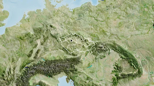 Bir Uydu Haritasında Çek Sınır Bölgesinin Bölgesel Sınırlarının Yakın Çekimleri — Stok fotoğraf