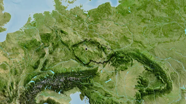 Uydu Haritasında Çek Sınır Bölgesinin Yakın Çekimleri Ana Nokta Ülkenin — Stok fotoğraf