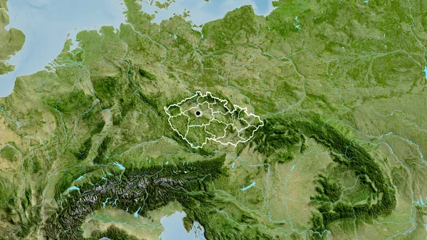 Primer Plano Zona Fronteriza Chequia Sus Fronteras Regionales Mapa Satelital — Foto de Stock