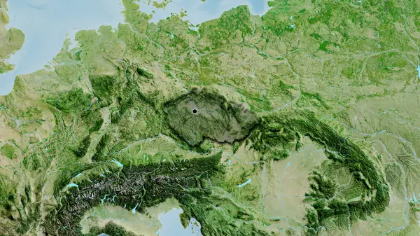 Uydu Haritasında Koyu Renk Bir Örtüyle Işaretlenen Çek Sınır Bölgesinin — Stok fotoğraf