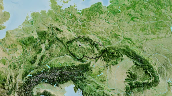 Uydu Haritasında Çek Sınır Bölgesinin Yakın Çekimleri Ana Nokta Ülkenin — Stok fotoğraf
