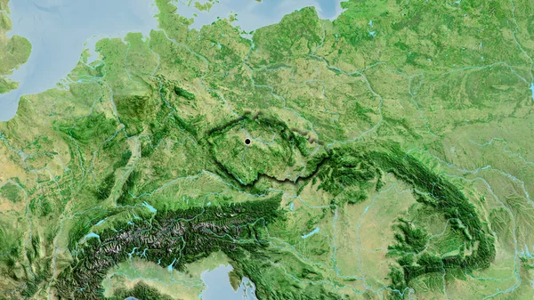 Närbild Det Tjeckiska Gränsområdet Satellitkarta Huvudpunkt Skalade Kanter Lantformen — Stockfoto