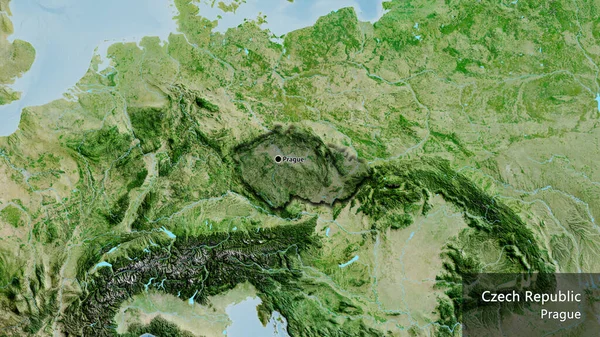 Close Czechia Border Area Highlighting Dark Overlay Satellite Map Capital — Stock Photo, Image