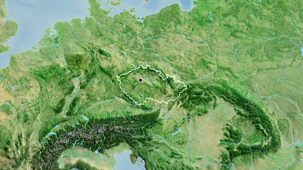 Крупный План Пограничной Зоны Чехии Спутниковой Карте Отличный Момент Очертания — стоковое фото