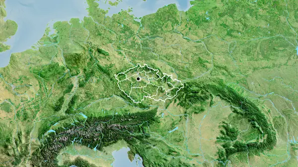 Bir Uydu Haritasında Çek Sınır Bölgesinin Bölgesel Sınırlarının Yakın Çekimleri — Stok fotoğraf