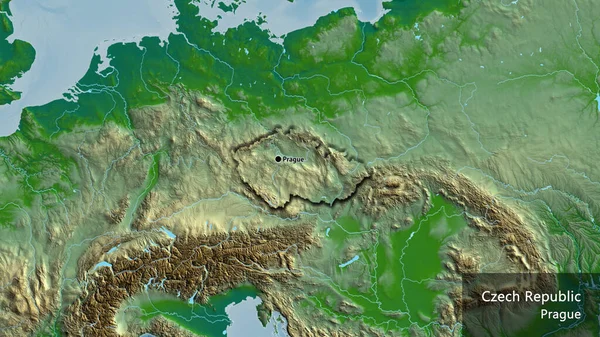 Primer Plano Zona Fronteriza Chequia Mapa Físico Punto Capital Bordes — Foto de Stock