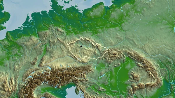 Primer Plano Zona Fronteriza Chequia Mapa Físico Punto Capital Esquema —  Fotos de Stock