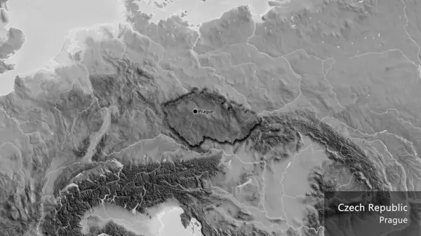 Zbliżenie Czeskiej Strefy Przygranicznej Ciemnym Pokryciem Mapie Skali Szarości Główny — Zdjęcie stockowe