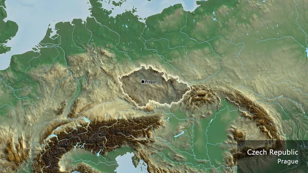 Close Czechia Border Area Highlighting Dark Overlay Relief Map Capital — Stock Photo, Image
