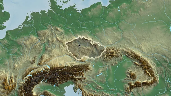 Крупним Планом Ділянка Кордону Чехії Підсвічується Темним Накладенням Карту Рельєфу — стокове фото