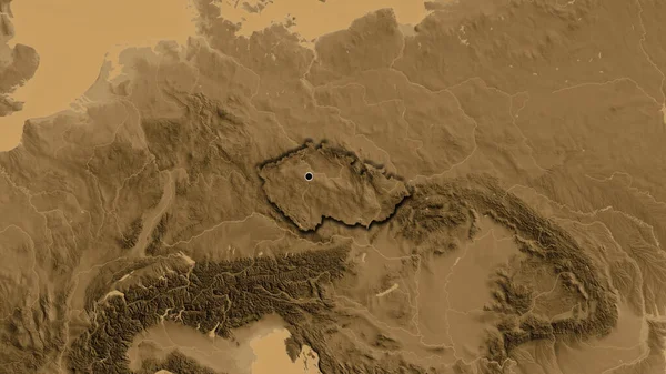 지역의 사진입니다 세피아 Sepia 지도입니다 국토의 가장자리를 — 스톡 사진