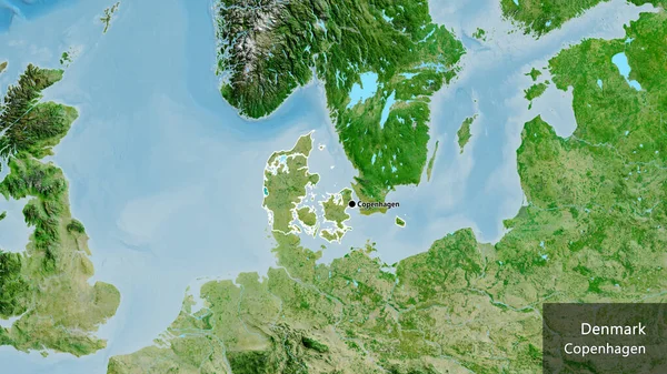 Крупним Планом Прикордонна Територія Данії Супутниковій Карті Столична Точка Начерки — стокове фото